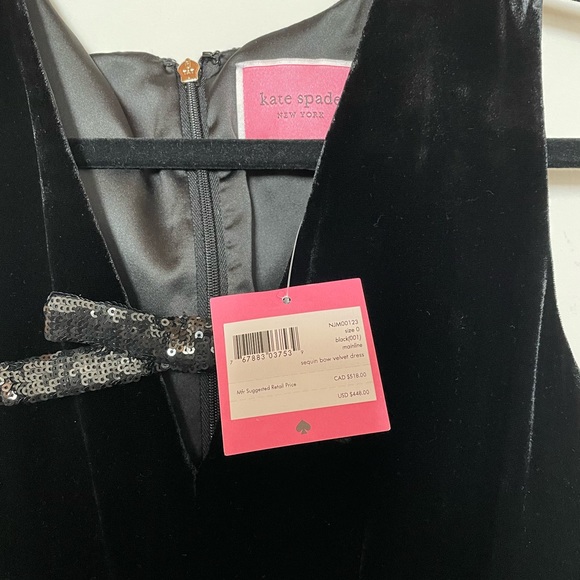 Sequin-bow velvet Kate Spade dress NWT (SOLD) - Picture 3 of 4